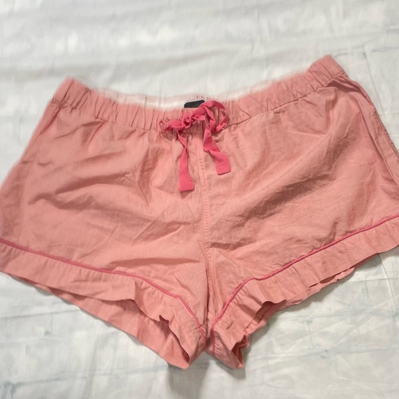 J.crew chambray boxer seaside shorts pink coral woman’s L sleep bottoms casual - Picture 13 of 13